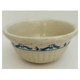 FR - Vintage Stoneware Pitcher and Bowl Set with Blue Floral Design, 12 Inch Pitcher