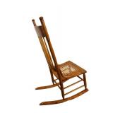 LR - Antique Oak Rocking Chair with Woven Cane Seat