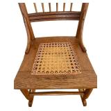 LR - Antique Oak Rocking Chair with Woven Cane Seat