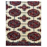 BR1 - Persian Style Wool Area Rug with Red and Ivory Medallion Pattern