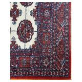 BR1 - Persian Style Wool Area Rug with Red and Ivory Medallion Pattern