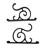 FR - Collection of Vintage Decorative Black Wrought Iron Wall Brackets and Hooks