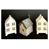FR - Set of 3 Decorative Ceramic Village Houses, 6 Inch Tall