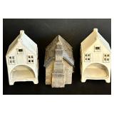 FR - Set of 3 Decorative Ceramic Village Houses, 6 Inch Tall