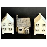 FR - Set of 3 Decorative Ceramic Village Houses, 6 Inch Tall