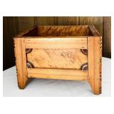 FR - Antique Wooden Storage Box with Decorative Carved Sides