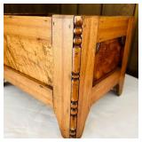 FR - Antique Wooden Storage Box with Decorative Carved Sides