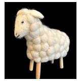 DR - Set of 3 Handcrafted Wool Sheep Figures with Wooden Legs