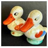 K - Vintage Duck Shaped Salt and Pepper Shakers, 3 Inch Ceramic Pair