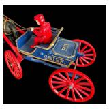 FR - Vintage Cast Iron Horse Drawn Fire Chief Wagon Toy