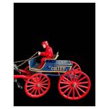 FR - Vintage Cast Iron Horse Drawn Fire Chief Wagon Toy