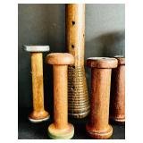 FR - Set of 6 Vintage Wooden Textile Mill Bobbins