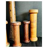 FR - Set of 6 Vintage Wooden Textile Mill Bobbins