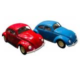 FR - Set of 2 Vintage Volkswagen Beetle Toy Cars, Red and Blue