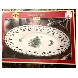 FR - Spode Christmas Tree Oval Pierced Dish 14in with Original Box