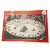 FR - Spode Christmas Tree Oval Pierced Dish 14in with Original Box