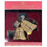 FR - Set of 3 Baldwin Brass Ornaments - Bells, Angel, and Owl