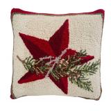 LR - Holiday Decor Set with Hooked Star Pillow, Cardinal Pillow, and Christmas Tree Stand Mat