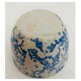 FR - Pair of Blue Vintage Spongeware Pottery Crocks