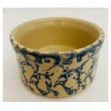 FR - Pair of Blue Vintage Spongeware Pottery Crocks