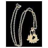 K - R. Tennesmed Sweden Vintage Silver Floral Pendant Necklace, 18 Inch