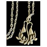 K - R. Tennesmed Sweden Vintage Silver Floral Pendant Necklace, 18 Inch