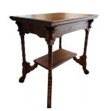 FR - Antique Victorian Era Oak Occasion Side Table or Entryway Accent Table