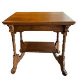 FR - Antique Victorian Era Oak Occasion Side Table or Entryway Accent Table