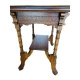 FR - Antique Victorian Era Oak Occasion Side Table or Entryway Accent Table