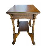FR - Antique Victorian Era Oak Occasion Side Table or Entryway Accent Table