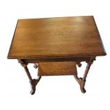 FR - Antique Victorian Era Oak Occasion Side Table or Entryway Accent Table