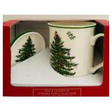 FR - Spode Christmas Tree Mug, Coaster, and Travel Cup Set