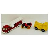 FR - Collection of 11 Assorted Toy Cars and Trucks Including Disney Pixar, Fire Truck, and Vintage Vehicles