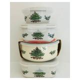 FR - Spode Christmas Tree Metal Bowl Set with Plastic Lids, Set of 2