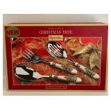FR - Spode Christmas Tree Hostess Set - Cutlery, Cake Slice, and 8 Coasters