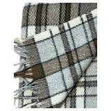 LR - Gefjun Akureyri Pure New Wool Plaid Throw Blanket 58 x 62 Inch