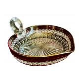 FR - Vintage West Morland Ruby Flash Cut Glass Nappy Dish and Compote Set