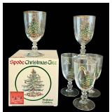 DR - Set of 4 Spode Christmas Tree Pedestal Goblets with Box