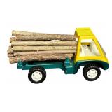 FR - Vintage Hubley Toy Log Truck with Wood Load