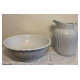 LR - Vintage ohnson Bros Royal Ironstone China Wash Basin and 11 Inch Pitcher Set