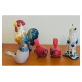 K - Set of 5 Ceramic Bird Figurines including Pie Birds