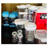 FR - Large Kitchen Storage and Food Prep Collection with Breville Milk Cafe, Containers, Jars, Picnic Basket, and More