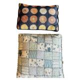 FR - Collection of 7 Decorative Throw Pillows with Botanical and Patterned Designs