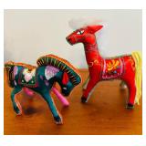 ML - Collection of 7 Vintage Handcrafted Horse Ornaments with Embroidered Butterfly Tassel