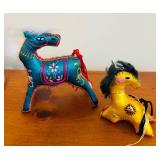 ML - Collection of 7 Vintage Handcrafted Horse Ornaments with Embroidered Butterfly Tassel