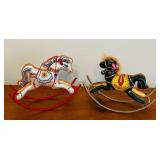ML - Collection of 7 Vintage Handcrafted Horse Ornaments with Embroidered Butterfly Tassel