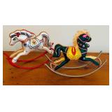 ML - Collection of 7 Vintage Handcrafted Horse Ornaments with Embroidered Butterfly Tassel