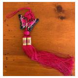 ML - Collection of 7 Vintage Handcrafted Horse Ornaments with Embroidered Butterfly Tassel