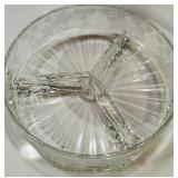 K - Vintage Fire-King Sapphire Blue Philbe Glass Trivet, Vintage MacBeth-Evans American Sweetheart Depression Glass Tray and Round Vintage Relish Tray