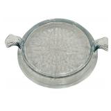 K - Vintage Fire-King Sapphire Blue Philbe Glass Trivet, Vintage MacBeth-Evans American Sweetheart Depression Glass Tray and Round Vintage Relish Tray